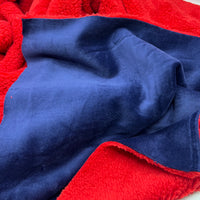 Red Sherpa Navy Backed Fleece Fluffy Faux Fur Fabric