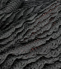 Black Ruffle Crochet Frill Knitted Stretch Fabric 300GSM