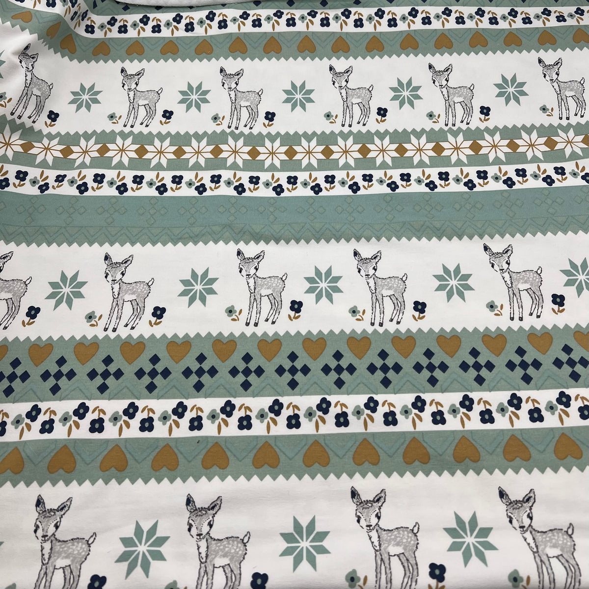 Mint Deer French Terry Loopback Cotton Jersey Lycra 4 Way Stretch