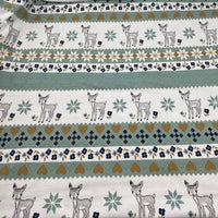 Mint Deer French Terry Loopback Cotton Jersey Lycra 4 Way Stretch