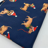 Santa Dogs French Terry Loopback Cotton Jersey Lycra 4 Way Stretch