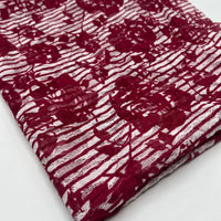 Dark Red Cream Floral Lace Fabric Stretch
