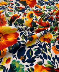 Bright Multi Floral Lightweight Crepe Fabric 80GSM Non Stretch