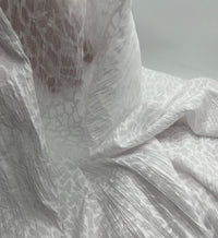 White Animal Crinkled Lightweight Non Stretch Woven Fabric