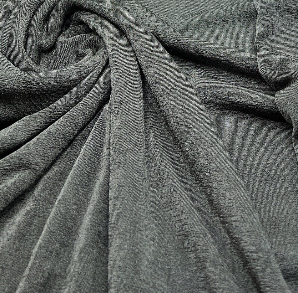 2 Metres Charcoal Grey Acetate Slinky Stretch Fabric - T9 Fabrics