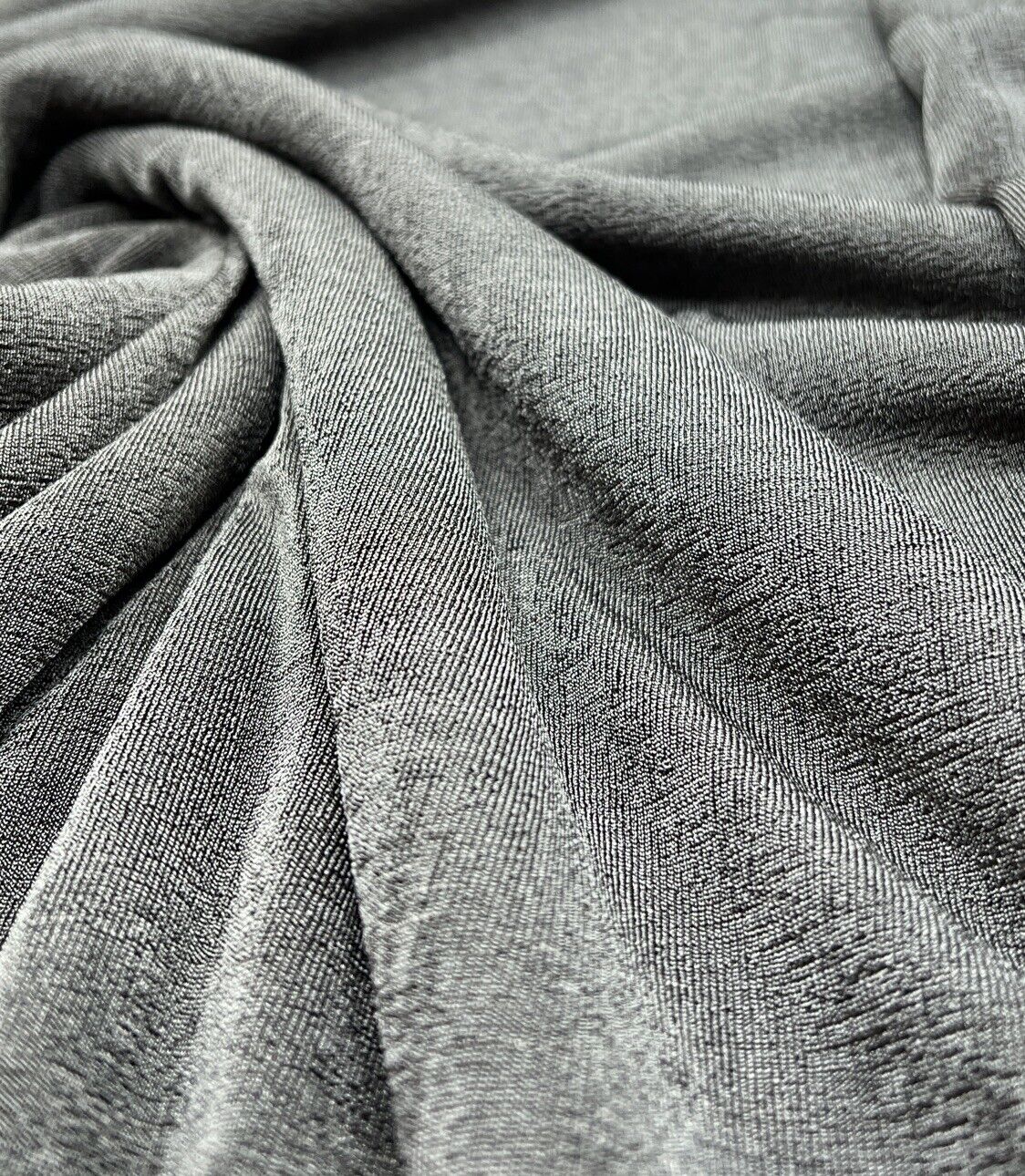 2 Metres Charcoal Grey Acetate Slinky Stretch Fabric - T9 Fabrics