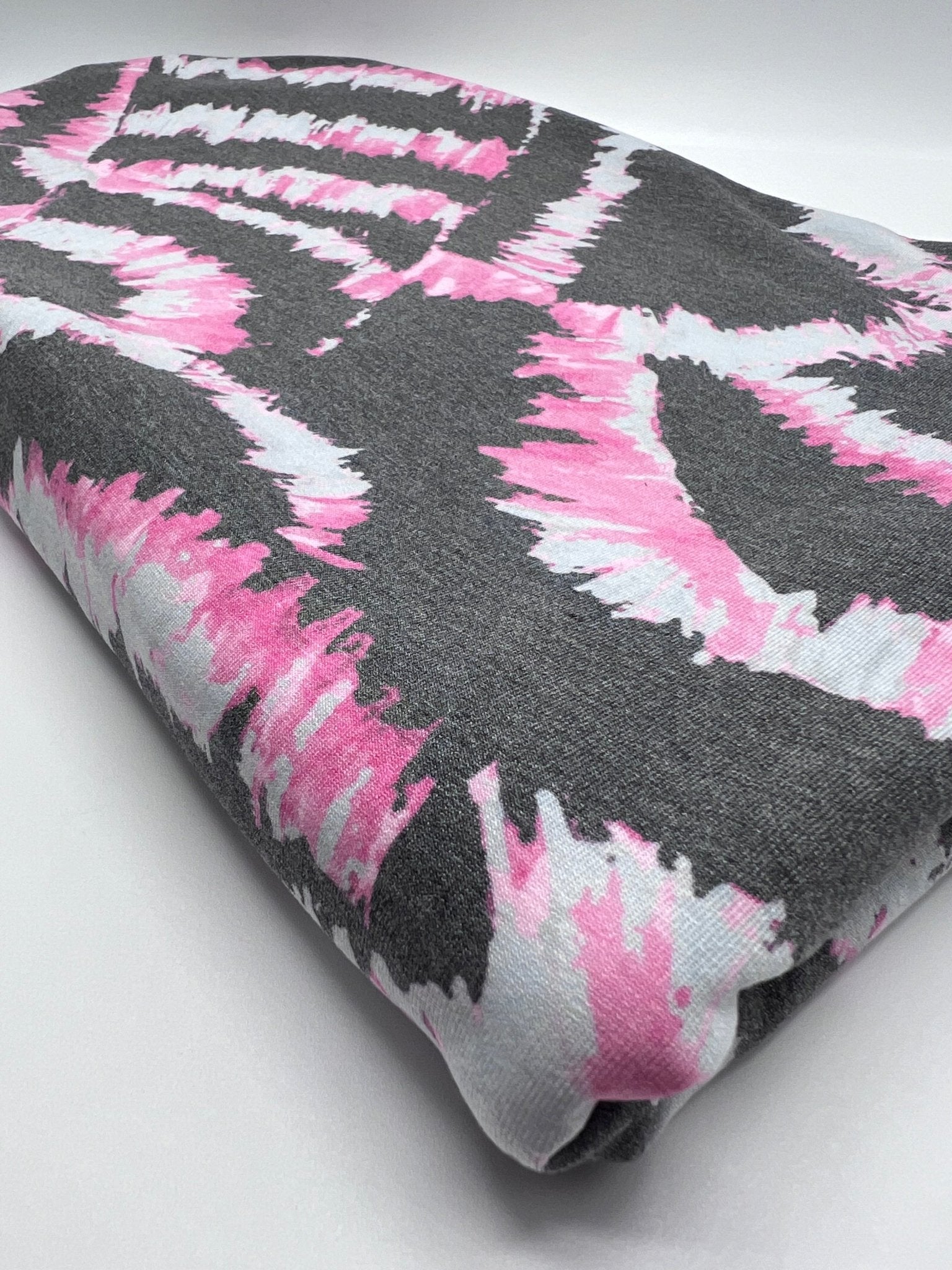 2 Metres Dark Grey Pink Print Viscose Elastane Fabric - T9 Fabrics