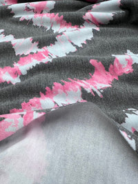 2 Metres Dark Grey Pink Print Viscose Elastane Fabric - T9 Fabrics