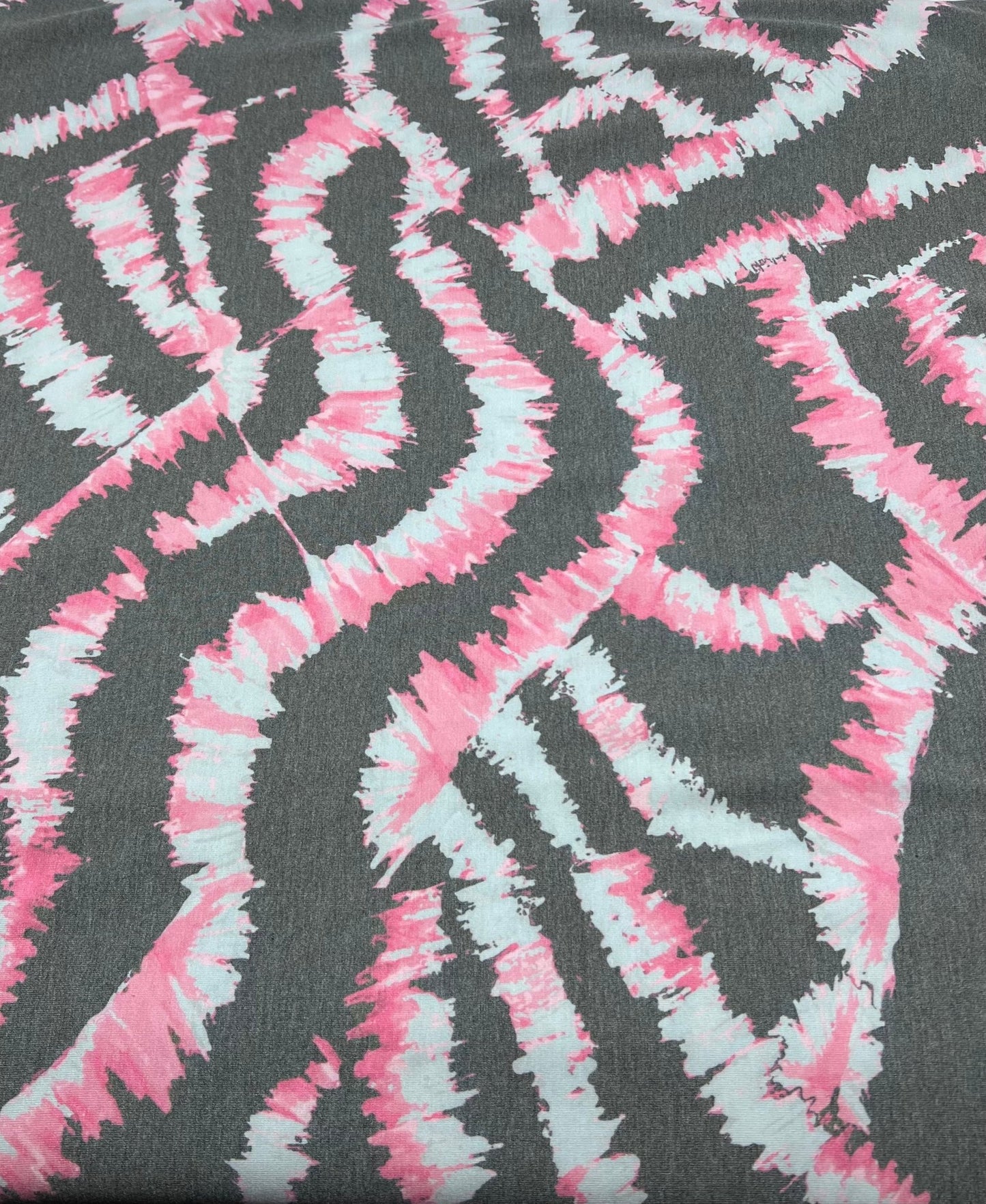 2 Metres Dark Grey Pink Print Viscose Elastane Fabric - T9 Fabrics