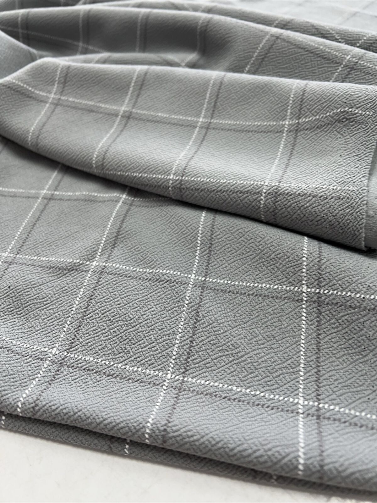 2 Metres Grey Check Print Liverpool Stretch Fabric - T9 Fabrics