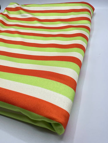 2 Metres Lime Orange Stripe Swimwear / Sportswear Fabric - T9 Fabrics