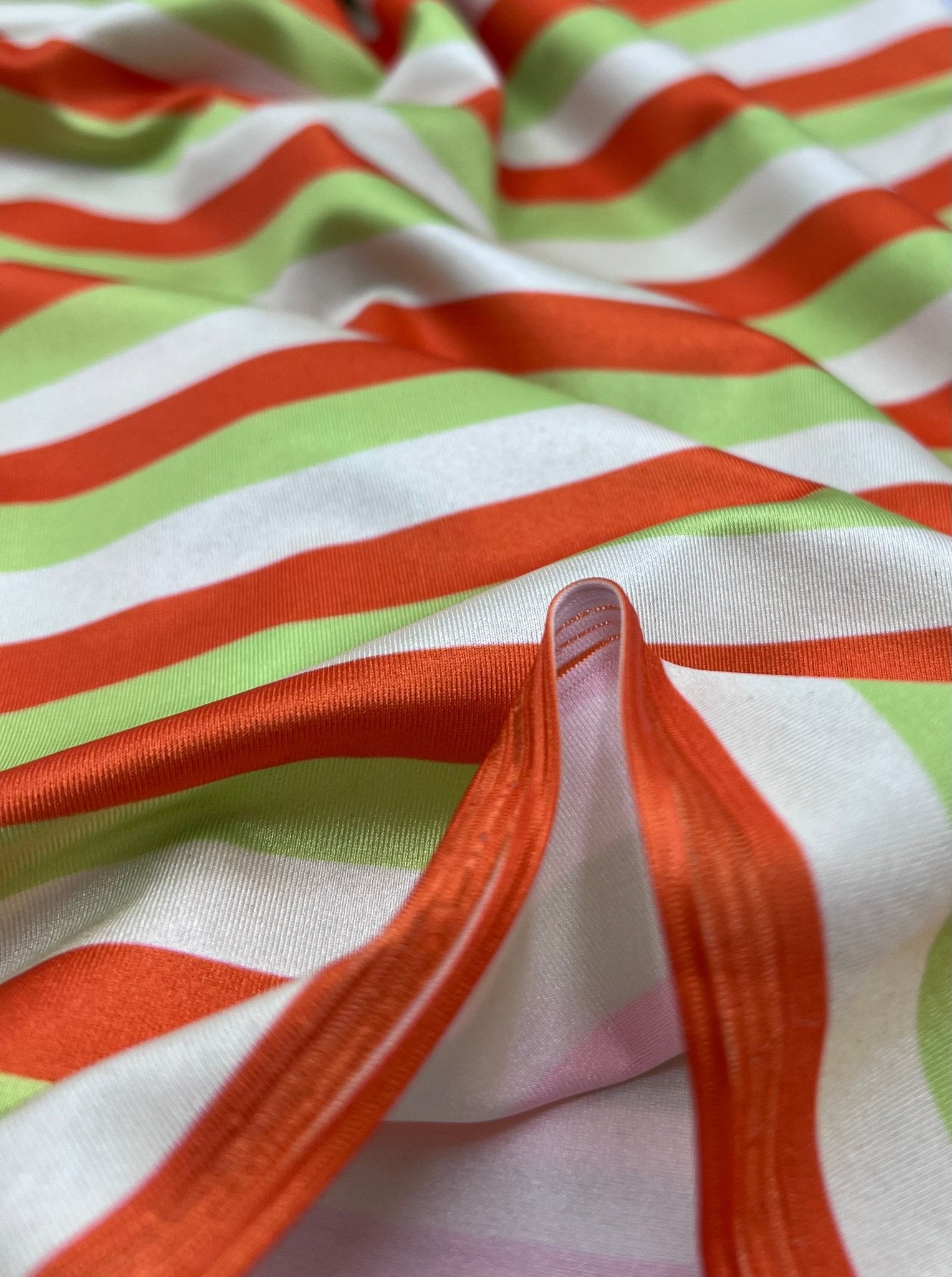 2 Metres Lime Orange Stripe Swimwear / Sportswear Fabric - T9 Fabrics