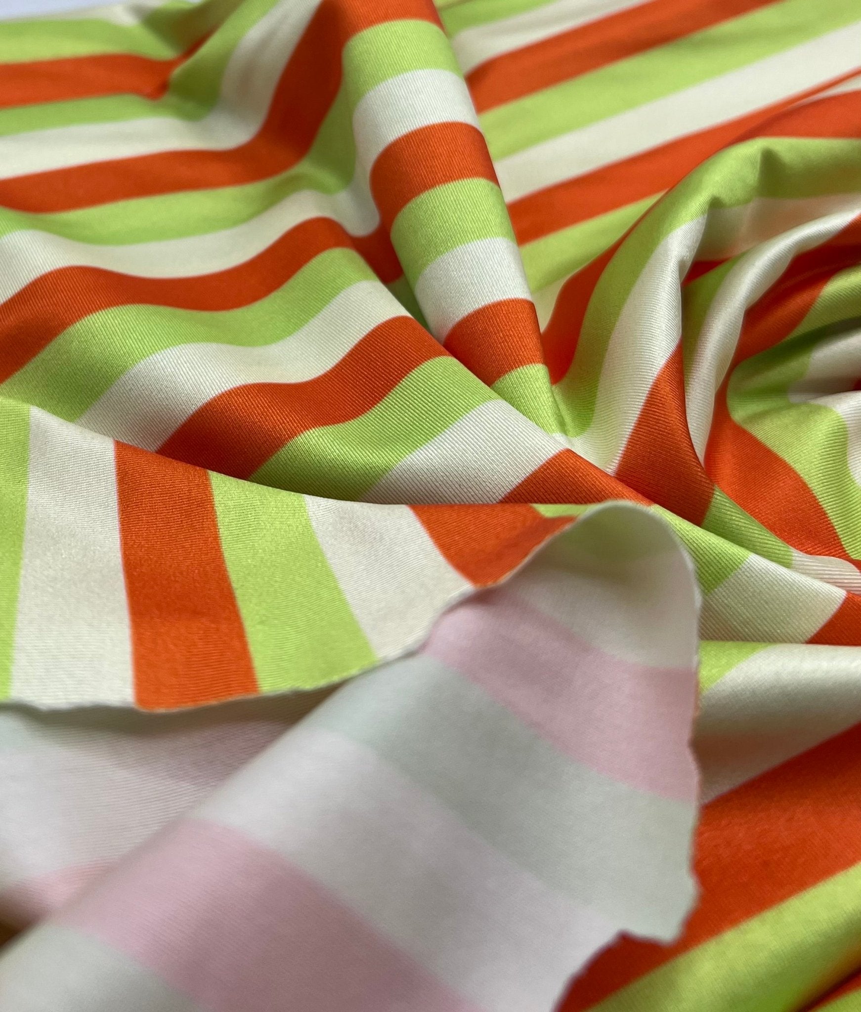 2 Metres Lime Orange Stripe Swimwear / Sportswear Fabric - T9 Fabrics