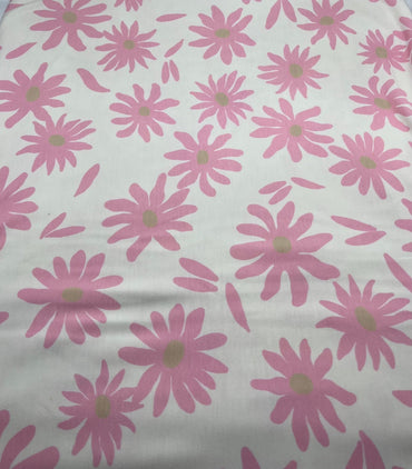 2 Metres Pink Floral French Terry Loopback Fabric - T9 Fabrics