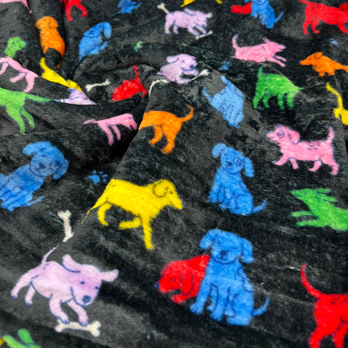 Rainbow Pups Cuddle Fleece Fabric Blanket Loungewear