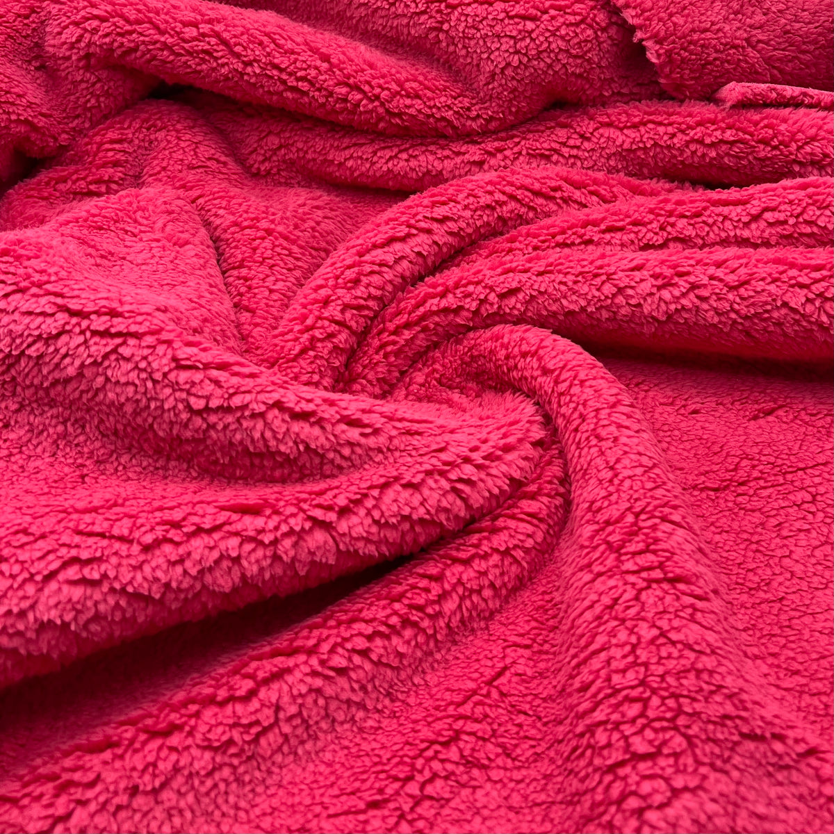 Hot Pink Cerise Luxury Sherpa Backed Fleece Fluffy Faux Fur Fabric