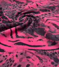 Hot Pink Animal Compact Crepe Fabric 2 Way Stretch