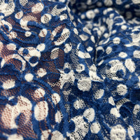 Blue & Cream Abstract Spot Fabric Stretch