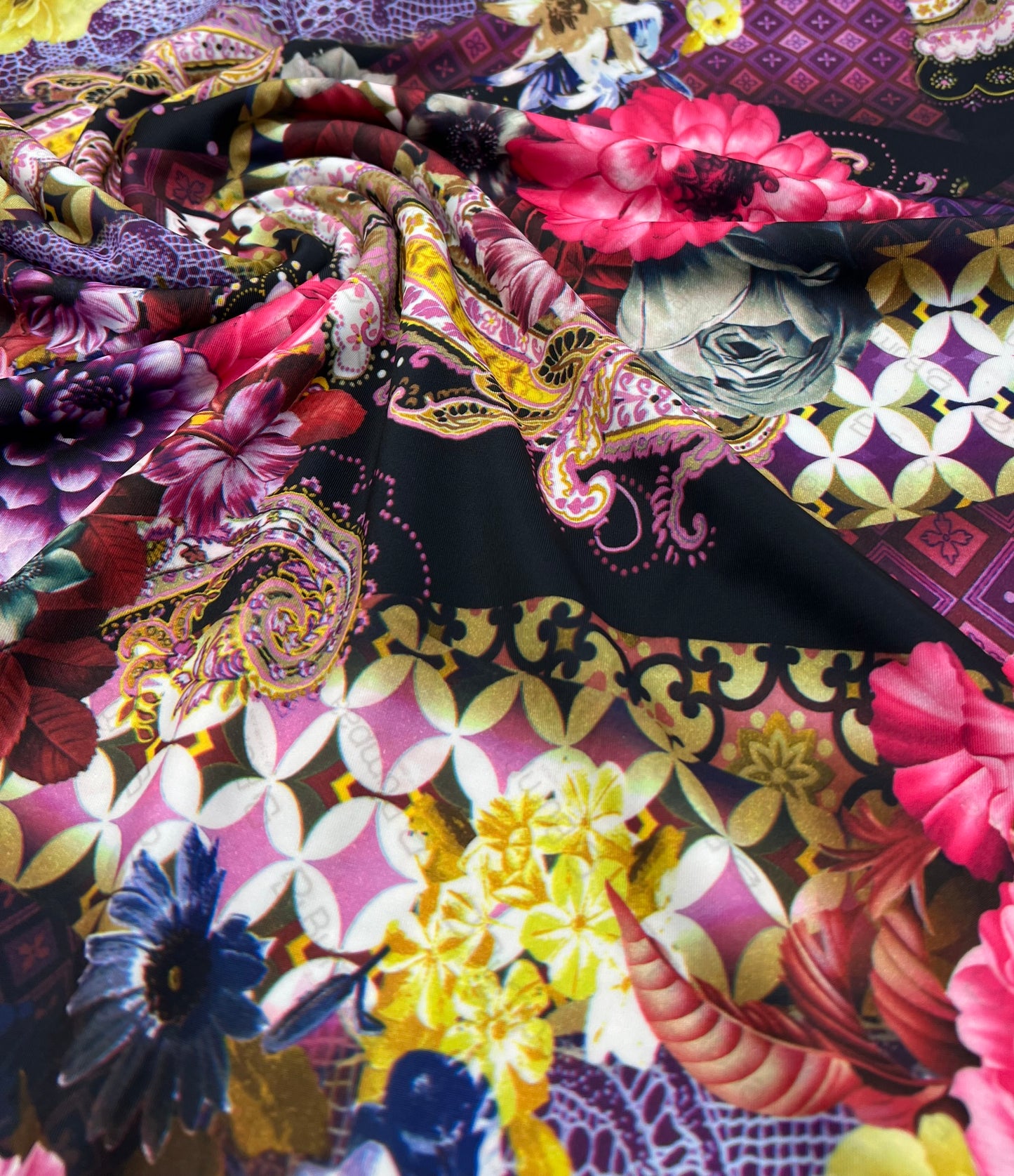 Floral Paisley Printed Swimwear / Sportswear 4 Way Stretch Fabric