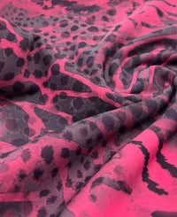 Hot Pink Animal Compact Crepe Fabric 2 Way Stretch