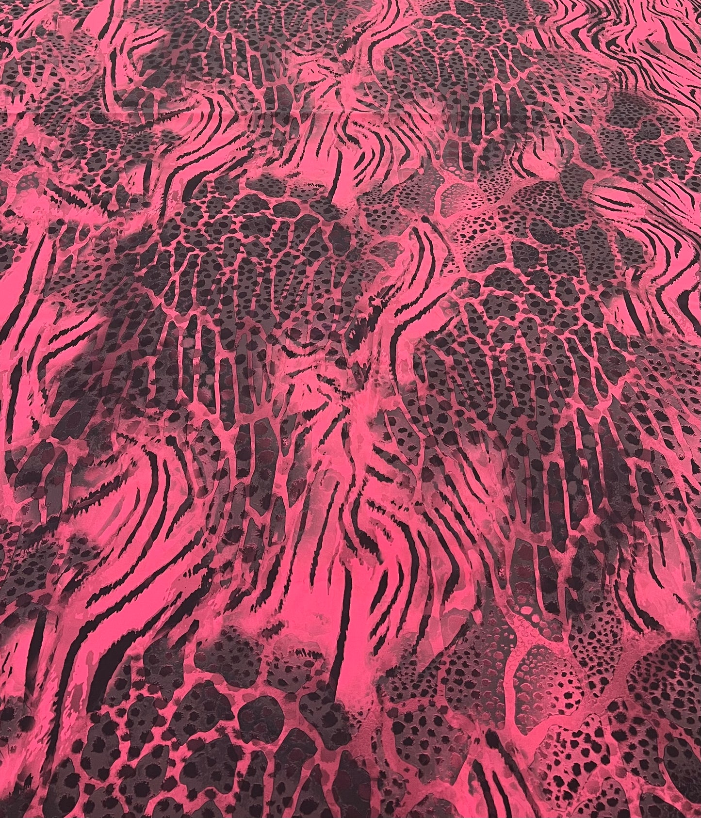 Hot Pink Animal Compact Crepe Fabric 2 Way Stretch