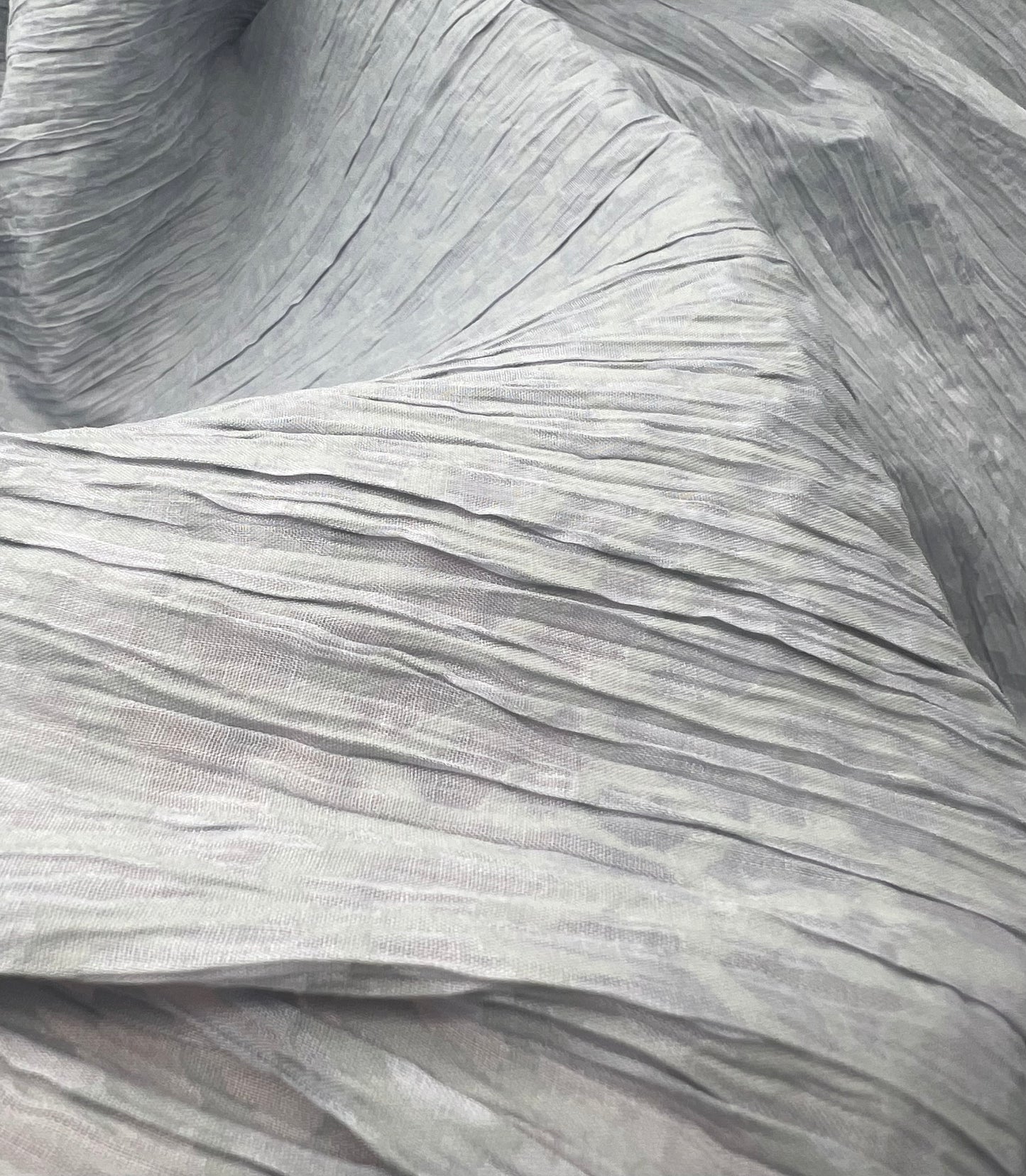 Grey Detailed Crinkled Lightweight Non Stretch Fabric