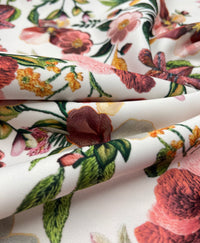 Floral Printed Plain Scuba 4 Way Stretch Jersey Fabric