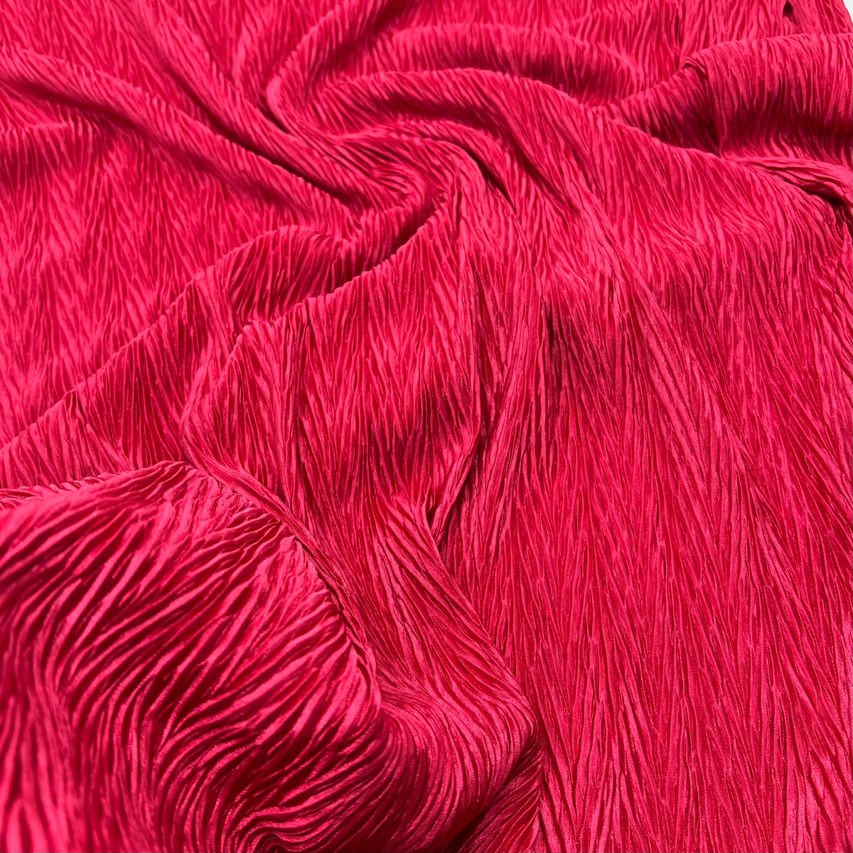 Burgundy Wave Plisse Pleated Stretch Fabric