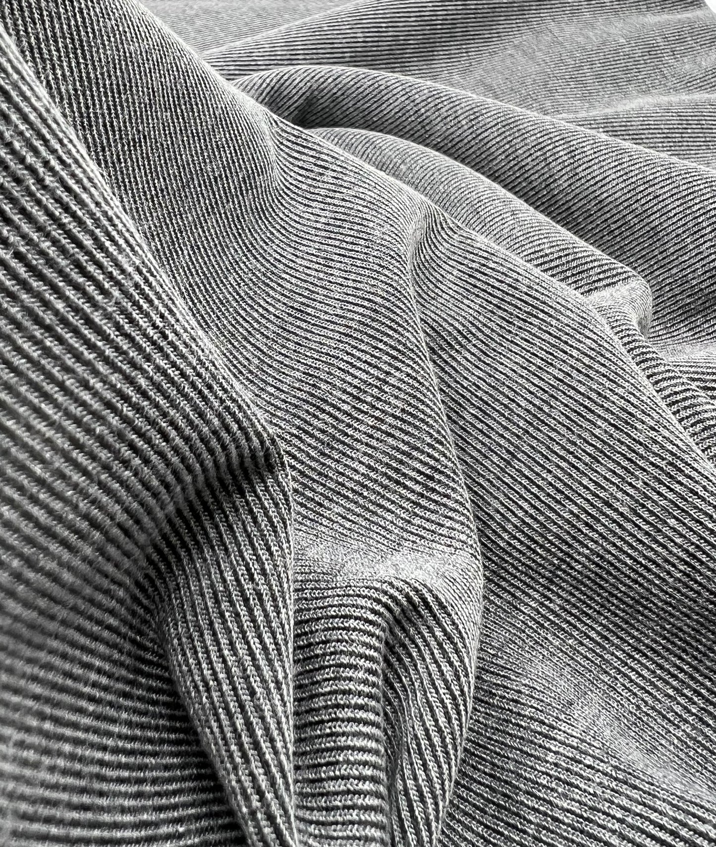 Grey Black Fine Rib Stretch Fabric