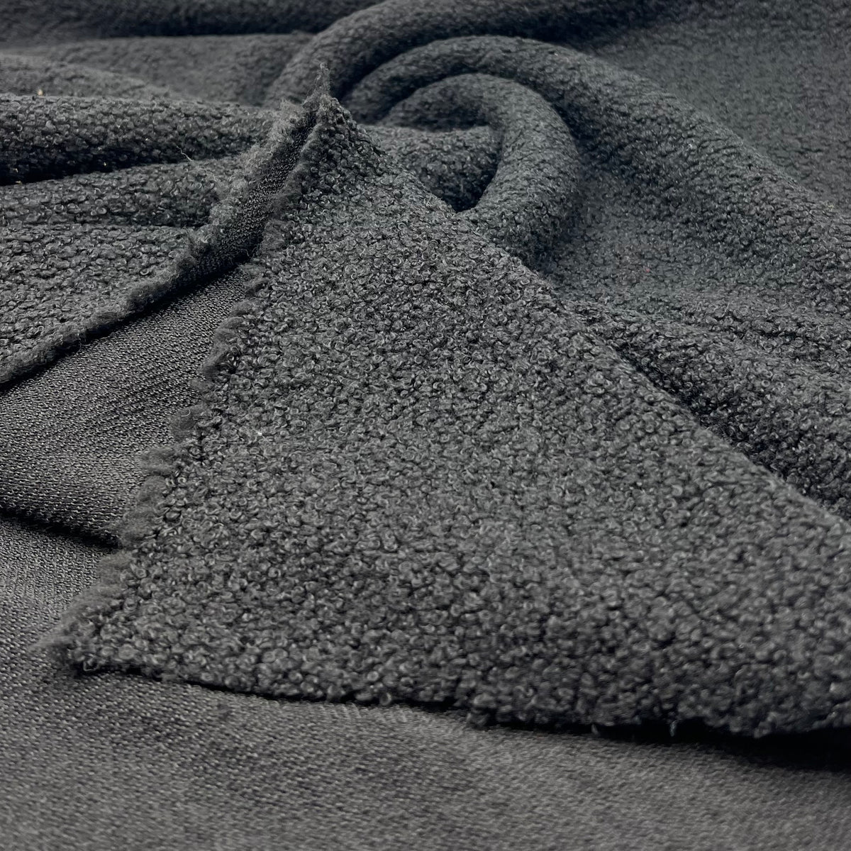 Black Luxury Sherpa Curl Fleece Fluffy Faux Fur Fabric