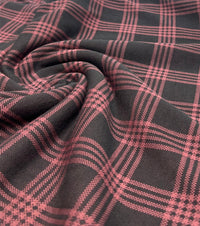 Burgundy Check Jacquard 2 Way Stretch Fabric