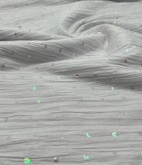 White Sequin Crinkled Lightweight Non Stretch Fabric