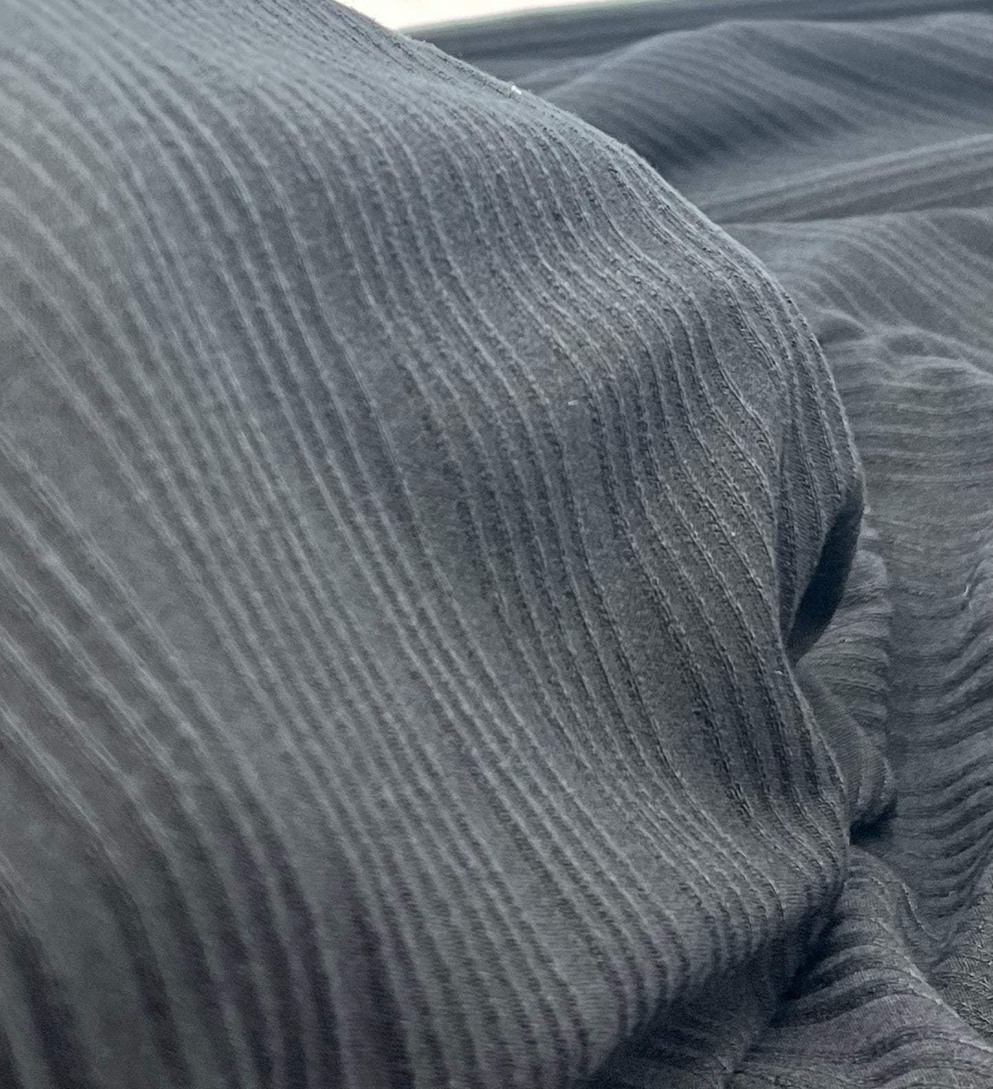 Black Textured Stripe Rib Stretch Fabric
