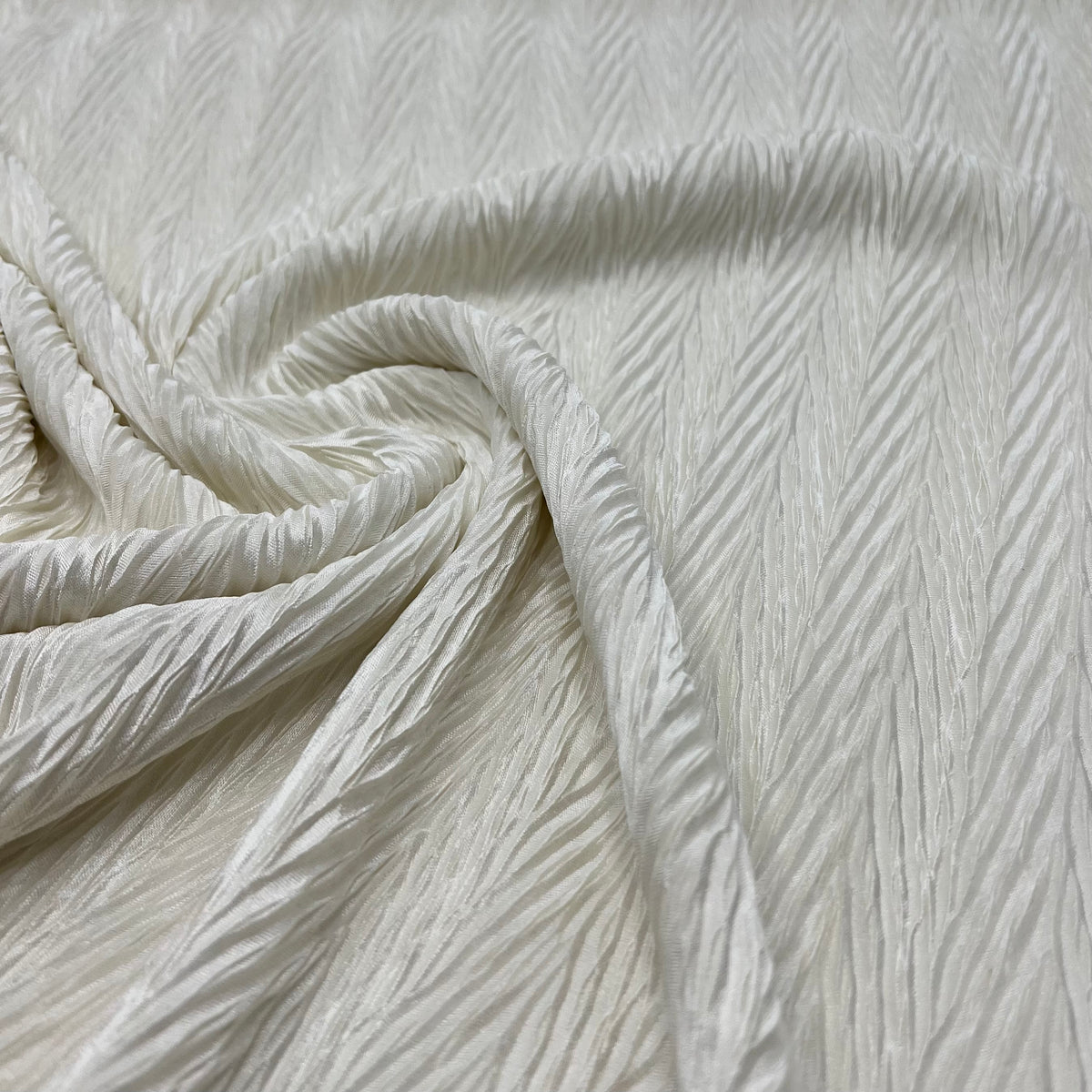 Cream Wave Plisse Pleated Stretch Fabric