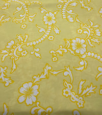 Yellow White Print Lightweight Crepe Fabric 115GSM Non Stretch