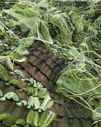 Green Mix Textured Mesh Tassel Fabric 2 Way Stretch