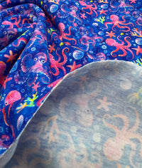 Octopi Print Cotton Stretch Jersey 200 GSM 95/5 Lycra 4 Way Stretch