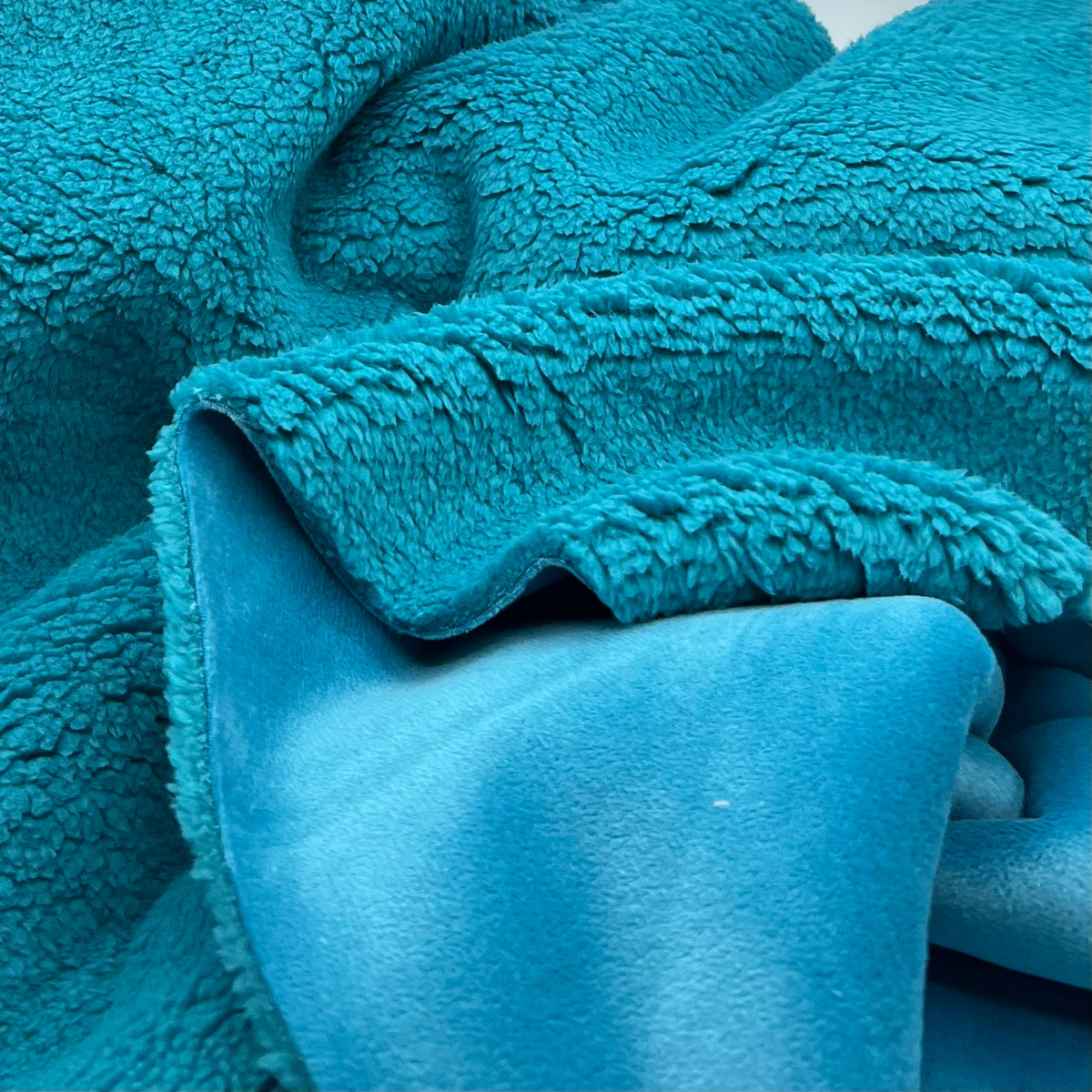 Teal Luxury Sherpa Backed Fleece Fluffy Faux Fur Fabric