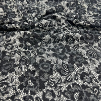 Black Beige Floral Lace Fabric Stretch