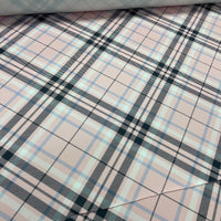 Pink Check Scuba Foam 3D Mono Jersey Fabric 2 Way Stretch