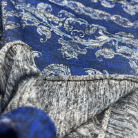 Navy Blue Floral Melange Knit Stretch Fabric