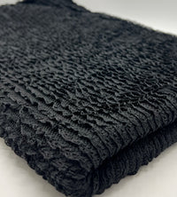 Black Ruffle Crochet Frill Knitted Stretch Fabric 300GSM