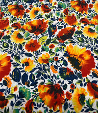 Bright Multi Floral Lightweight Crepe Fabric 80GSM Non Stretch