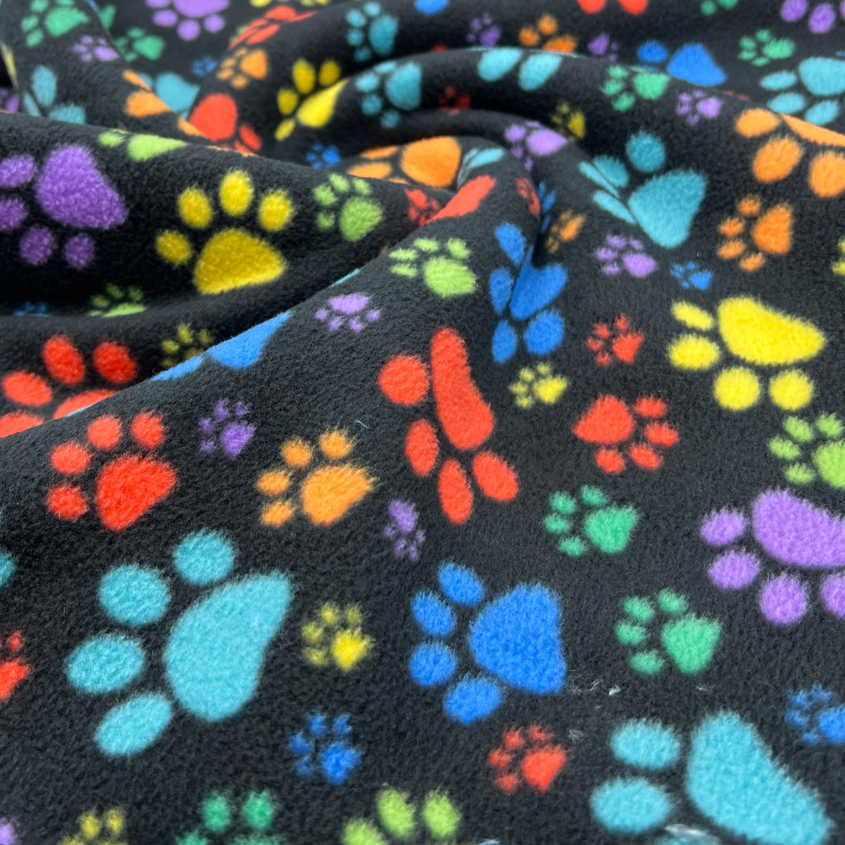 Rainbow Paw Printed Anti-Pil Polar Fleece Fabric Blanket Loungewear