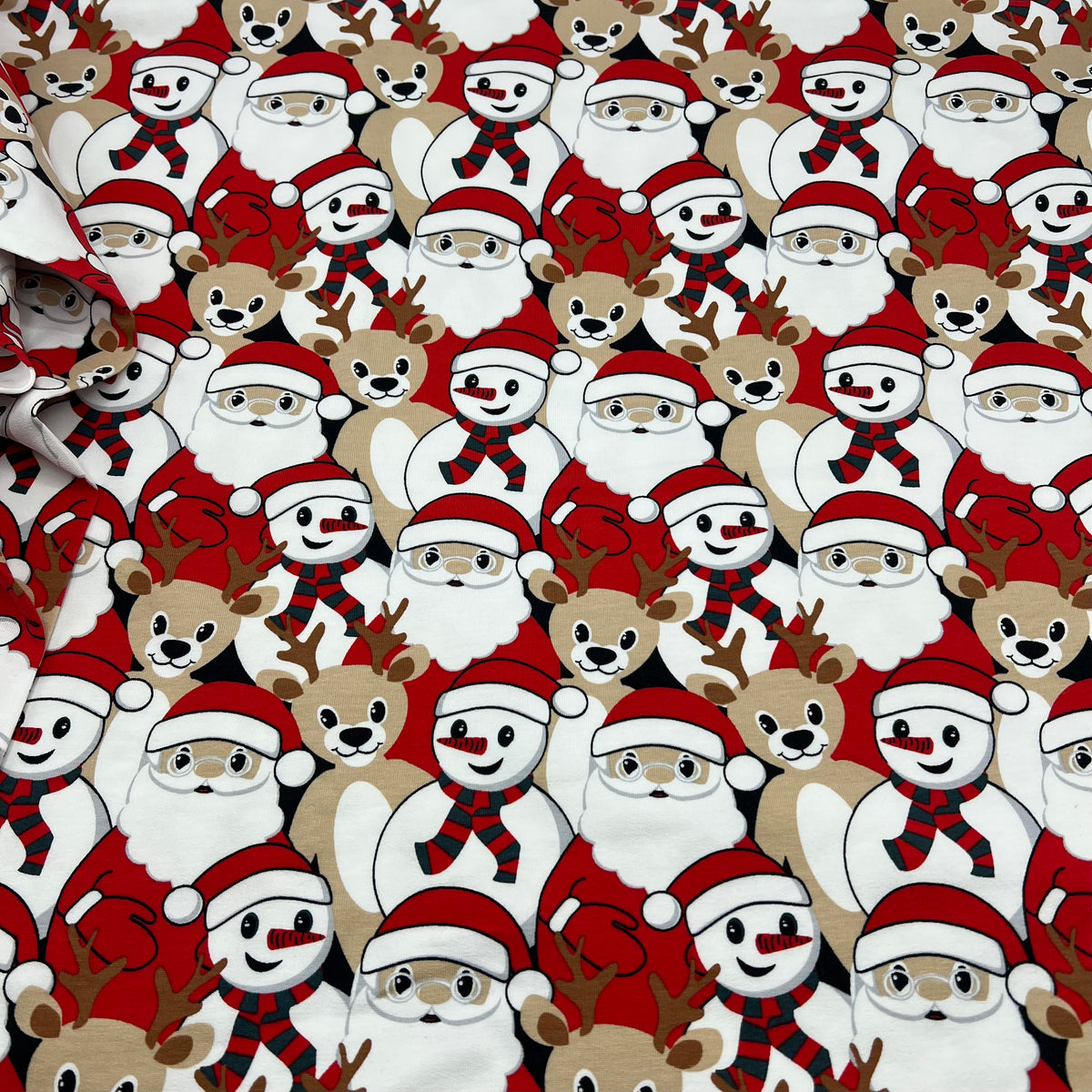 Santa Snow French Terry Loopback Cotton Jersey Lycra 4 Way Stretch