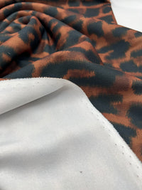 Brown Leopard Animal Printed Scuba Crepe Fabric 4 Way Stretch