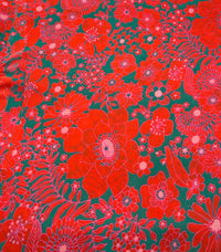 Red Green Floral Lightweight Crepe Fabric 110GSM Non Stretch