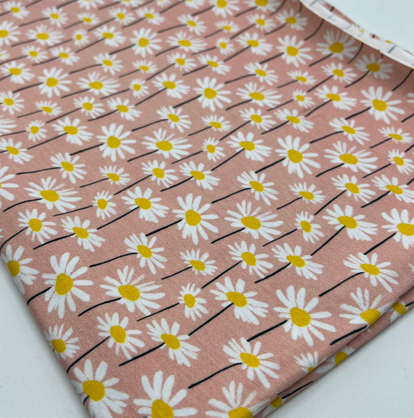 Daises Print Cotton Stretch Jersey 200 GSM 95/5 Lycra 4 Way Stretch