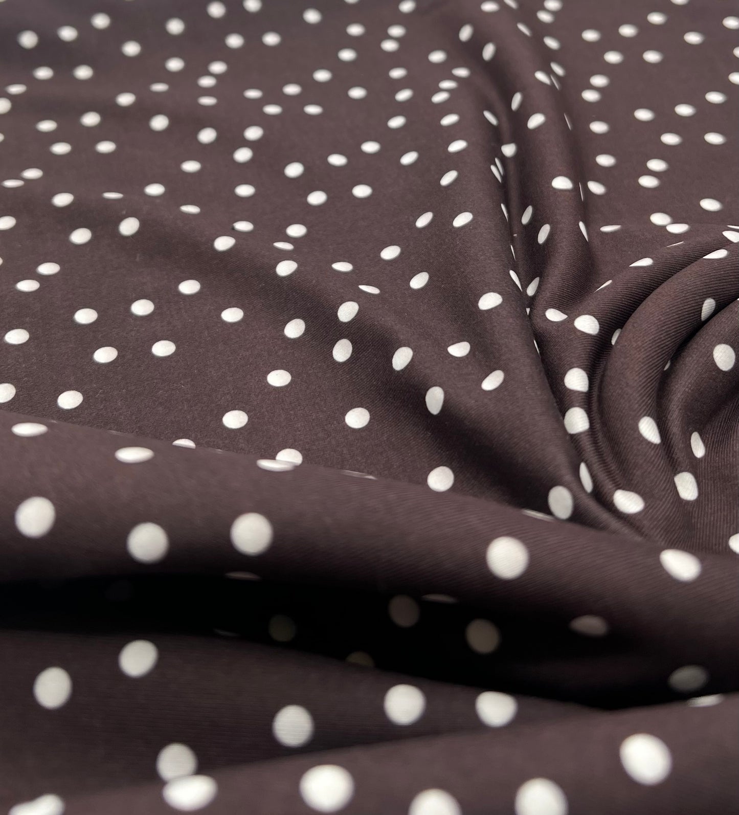 Brown Polka Stretch Jersey 220GSM 4 Way Stretch Fabric