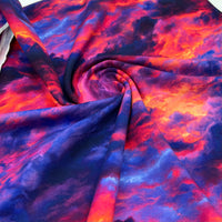 Sunset Clouds Print Cotton Jersey 200 GSM 95/5 Lycra 4 Way Stretch